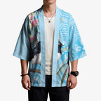 Willie wagtail Australia Kimono Eucalyptus Blossoms Aboriginal Art - Aussie Hoodie