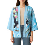 Willie wagtail Australia Kimono Eucalyptus Blossoms Aboriginal Art - Aussie Hoodie