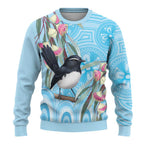 Willie wagtail Australia Ugly Christmas Sweater Eucalyptus Blossoms Aboriginal Art - Aussie Hoodie