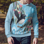 Willie wagtail Australia Ugly Christmas Sweater Eucalyptus Blossoms Aboriginal Art - Aussie Hoodie