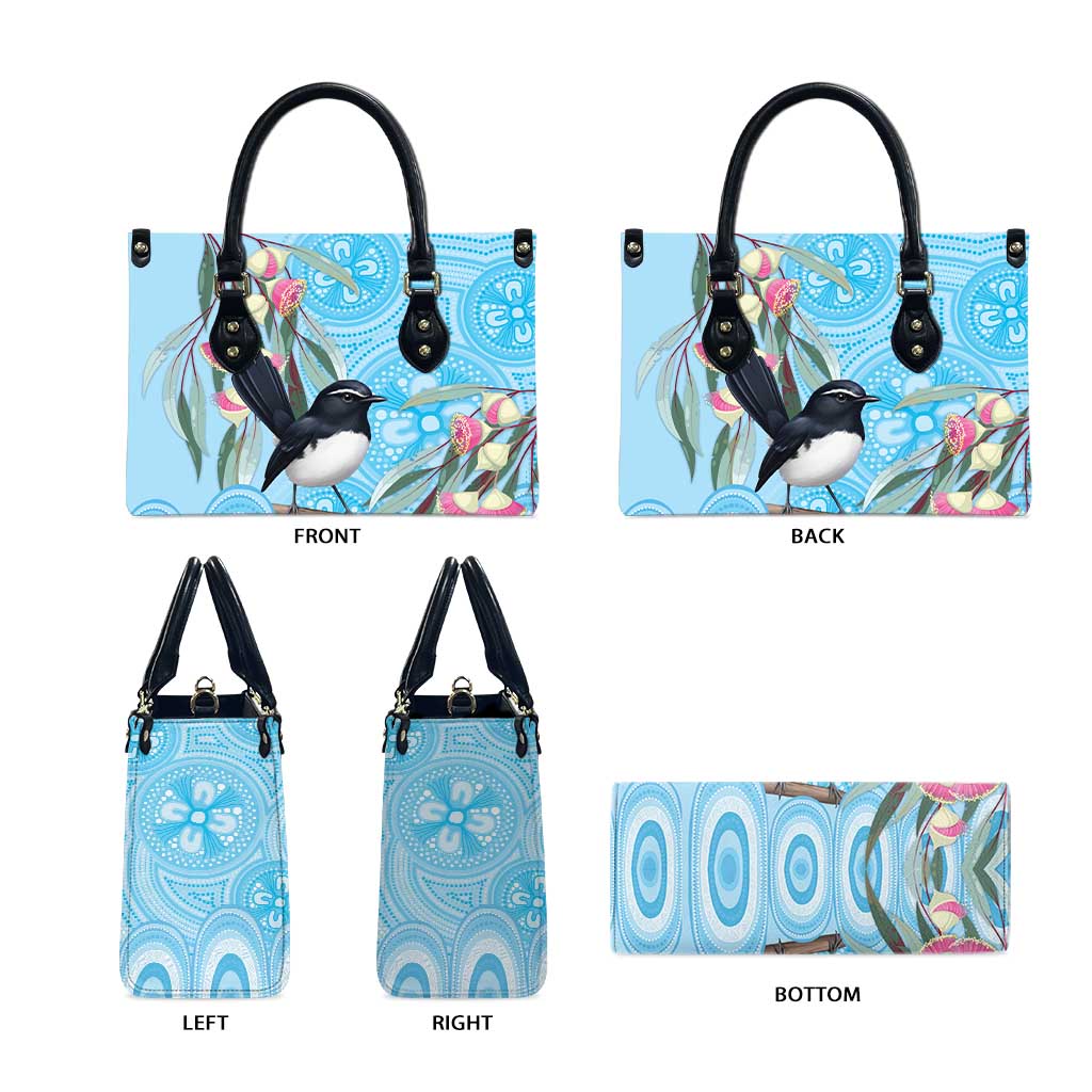 Willie wagtail Australia Leather Bag Eucalyptus Blossoms Aboriginal Art - Aussie Hoodie