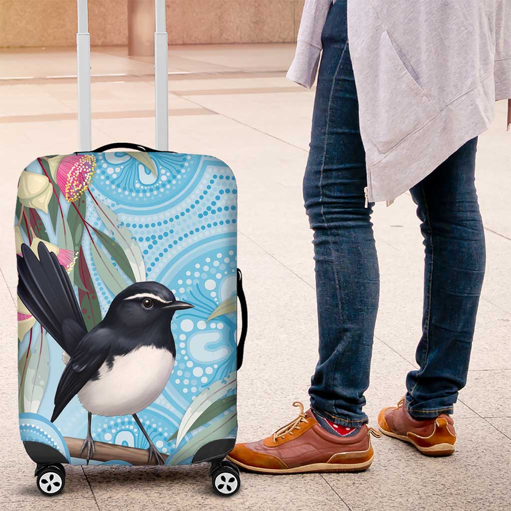 Willie wagtail Australia Luggage Cover Eucalyptus Blossoms Aboriginal Art - Aussie Hoodie