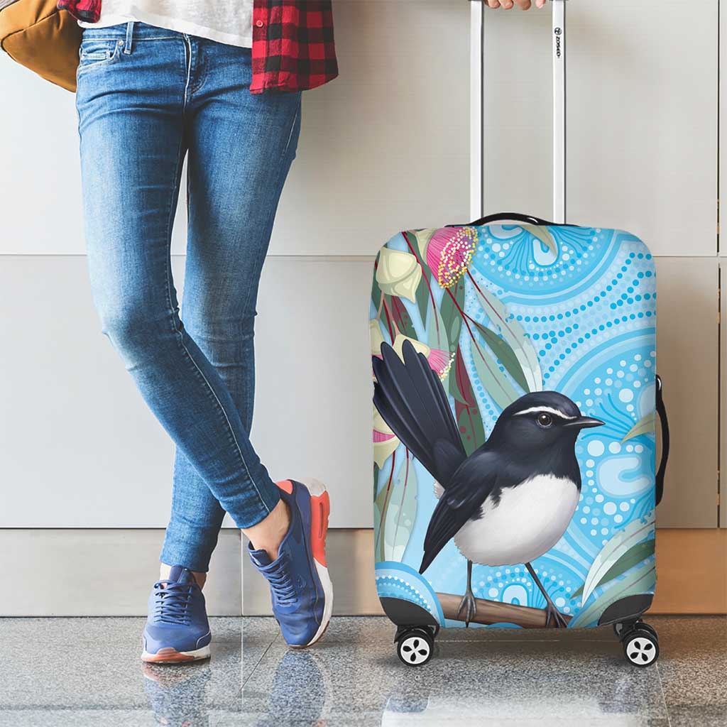Willie wagtail Australia Luggage Cover Eucalyptus Blossoms Aboriginal Art - Aussie Hoodie