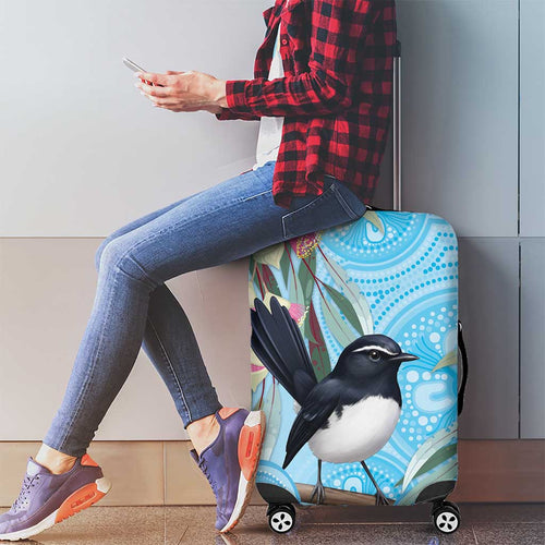 Willie wagtail Australia Luggage Cover Eucalyptus Blossoms Aboriginal Art - Aussie Hoodie