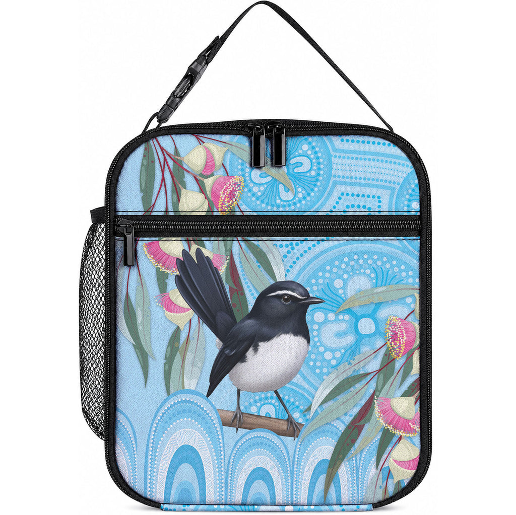 Willie wagtail Australia Lunch Bag Eucalyptus Blossoms Aboriginal Art