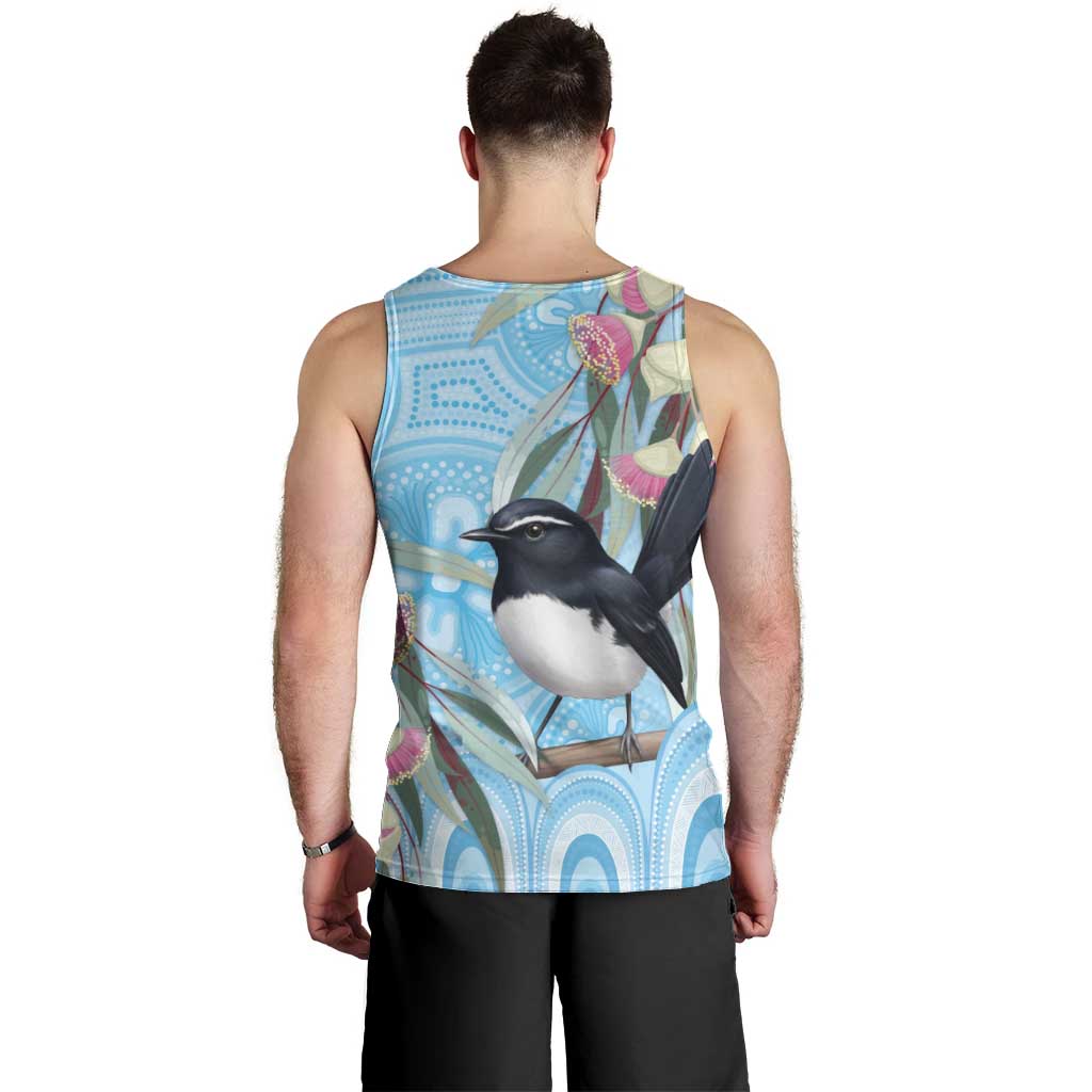 Willie wagtail Australia Men Tank Top Eucalyptus Blossoms Aboriginal Art - Aussie Hoodie