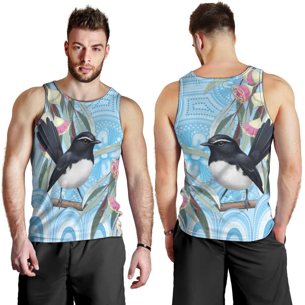 Willie wagtail Australia Men Tank Top Eucalyptus Blossoms Aboriginal Art - Aussie Hoodie