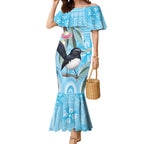 Willie wagtail Australia Mermaid Dress Eucalyptus Blossoms Aboriginal Art - Aussie Hoodie