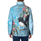 Willie wagtail Australia Padded Jacket Eucalyptus Blossoms Aboriginal Art - Aussie Hoodie