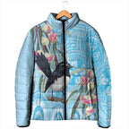 Willie wagtail Australia Padded Jacket Eucalyptus Blossoms Aboriginal Art - Aussie Hoodie