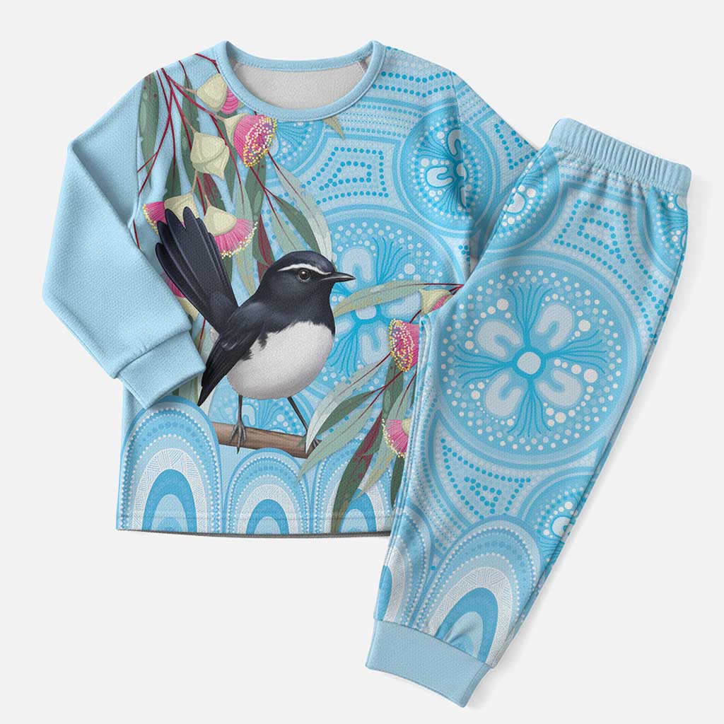 Willie wagtail Australia Christmas Pajama Set Eucalyptus Blossoms Aboriginal Art - Aussie Hoodie