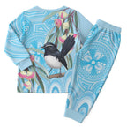 Willie wagtail Australia Christmas Pajama Set Eucalyptus Blossoms Aboriginal Art - Aussie Hoodie