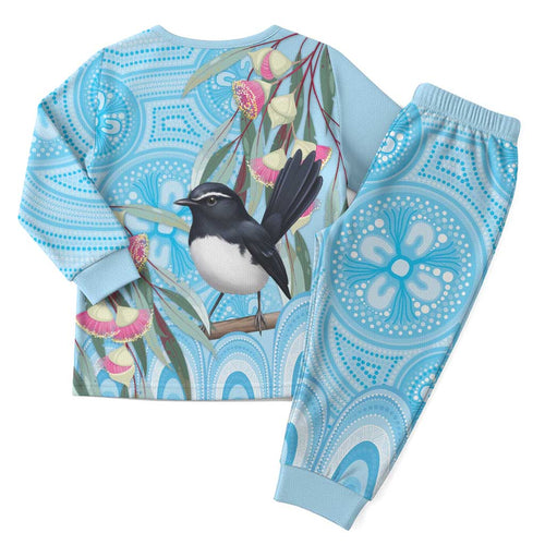 Willie wagtail Australia Christmas Pajama Set Eucalyptus Blossoms Aboriginal Art - Aussie Hoodie