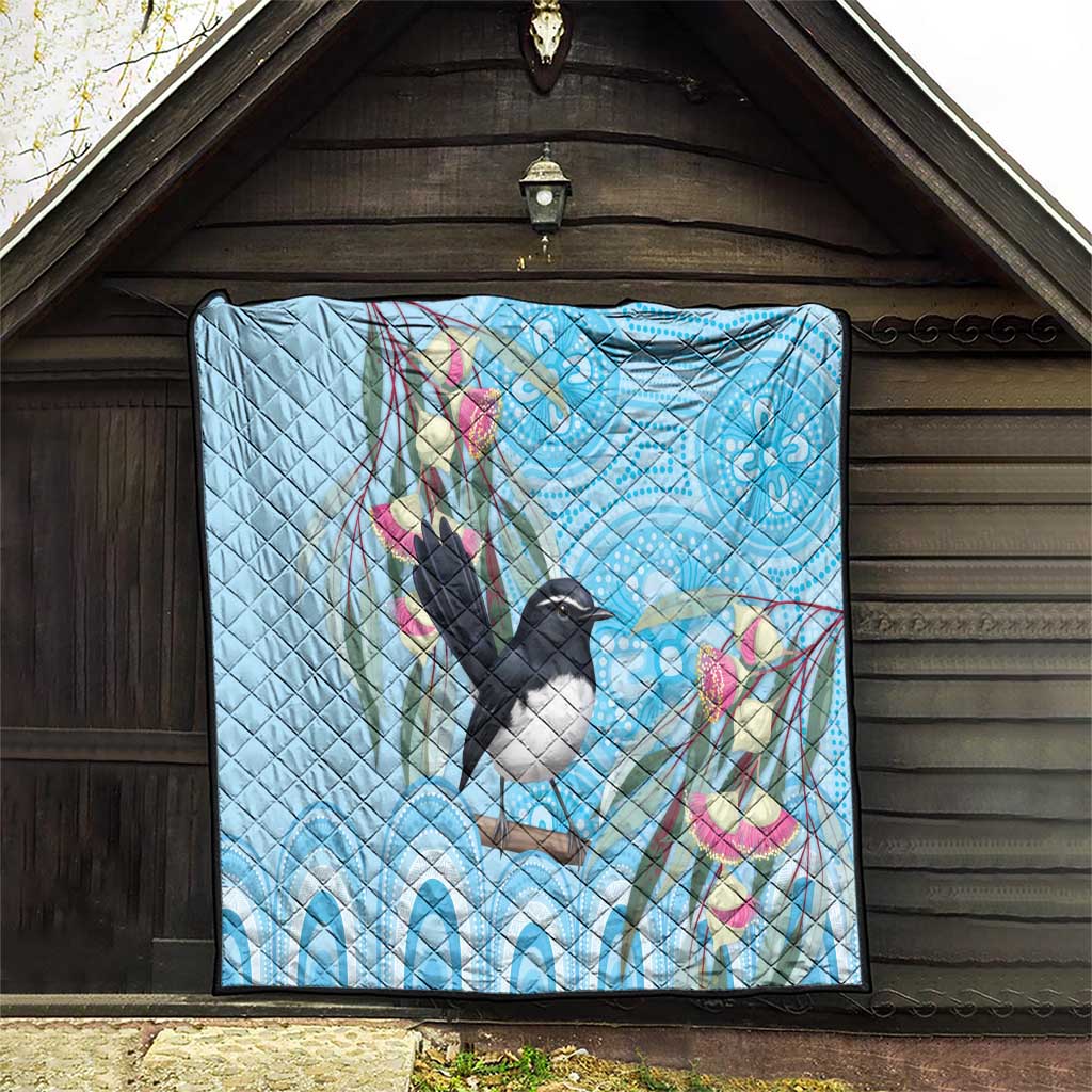 Willie wagtail Australia Quilt Eucalyptus Blossoms Aboriginal Art - Aussie Hoodie