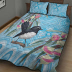 Willie wagtail Australia Quilt Bed Set Eucalyptus Blossoms Aboriginal Art - Aussie Hoodie