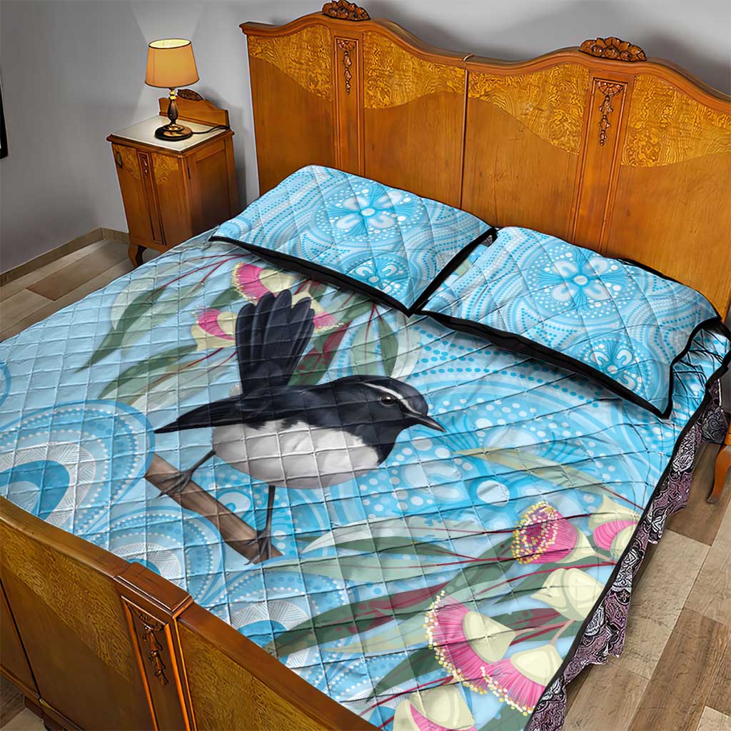Willie wagtail Australia Quilt Bed Set Eucalyptus Blossoms Aboriginal Art - Aussie Hoodie