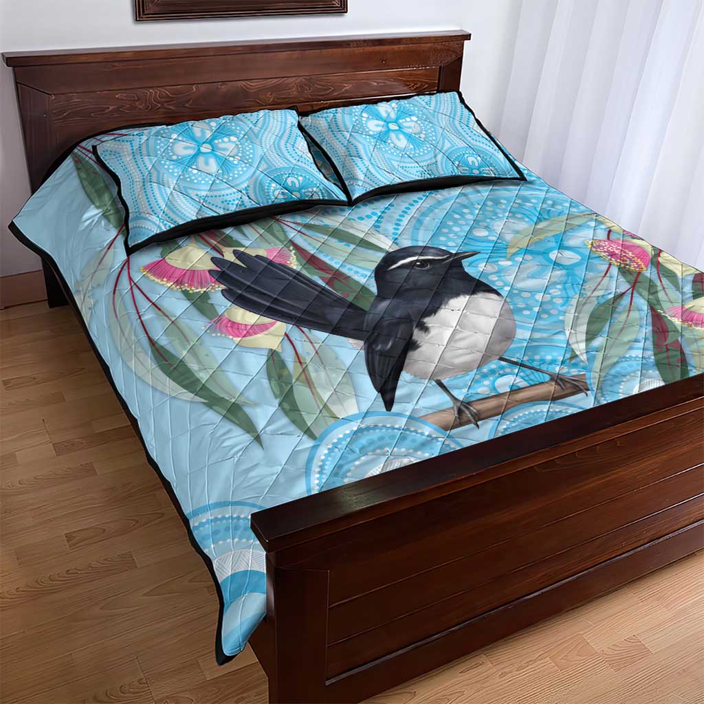Willie wagtail Australia Quilt Bed Set Eucalyptus Blossoms Aboriginal Art - Aussie Hoodie