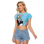 Willie wagtail Australia Raglan Cropped T Shirt Eucalyptus Blossoms Aboriginal Art - Aussie Hoodie