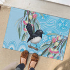 Willie wagtail Australia Rubber Doormat Eucalyptus Blossoms Aboriginal Art - Aussie Hoodie