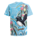 Willie wagtail Australia Rugby Jersey Eucalyptus Blossoms Aboriginal Art - Aussie Hoodie
