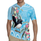 Willie wagtail Australia Rugby Jersey Eucalyptus Blossoms Aboriginal Art - Aussie Hoodie