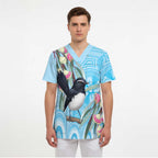 Willie wagtail Australia Scrub Top Eucalyptus Blossoms Aboriginal Art - Aussie Hoodie