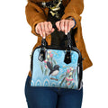 Willie wagtail Australia Shoulder Handbag Eucalyptus Blossoms Aboriginal Art - Aussie Hoodie