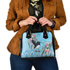 Willie wagtail Australia Shoulder Handbag Eucalyptus Blossoms Aboriginal Art - Aussie Hoodie