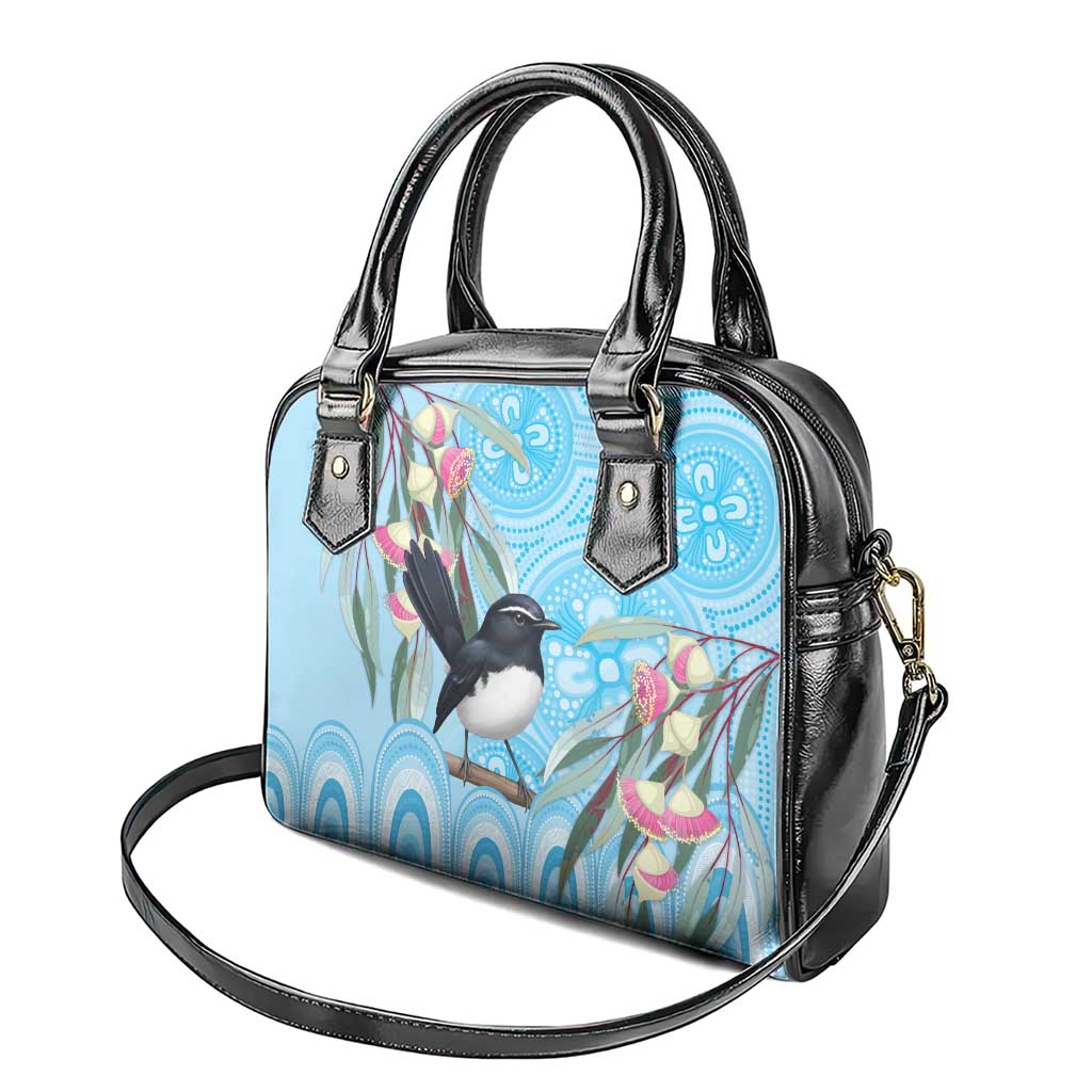 Willie wagtail Australia Shoulder Handbag Eucalyptus Blossoms Aboriginal Art - Aussie Hoodie