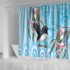 Willie wagtail Australia Shower Curtain Eucalyptus Blossoms Aboriginal Art - Aussie Hoodie