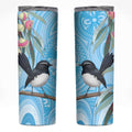 Willie wagtail Australia Skinny Tumbler Eucalyptus Blossoms Aboriginal Art - Aussie Hoodie