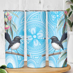 Willie wagtail Australia Skinny Tumbler Eucalyptus Blossoms Aboriginal Art - Aussie Hoodie