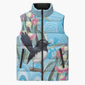 Willie wagtail Australia Sleeveless Puffer Jacket Eucalyptus Blossoms Aboriginal Art - Aussie Hoodie