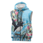 Willie wagtail Australia Sleeveless Zip Hoodie Eucalyptus Blossoms Aboriginal Art LT14