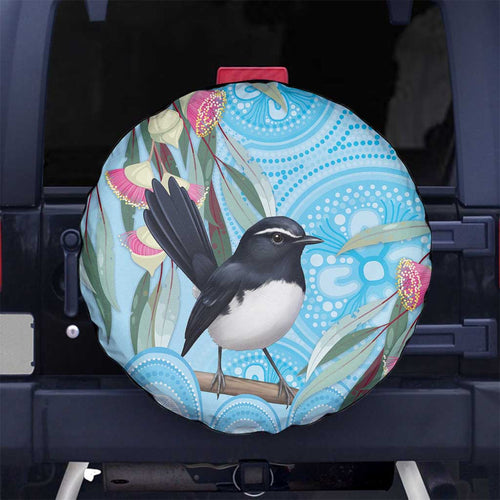 Willie wagtail Australia Spare Tire Cover Eucalyptus Blossoms Aboriginal Art - Aussie Hoodie