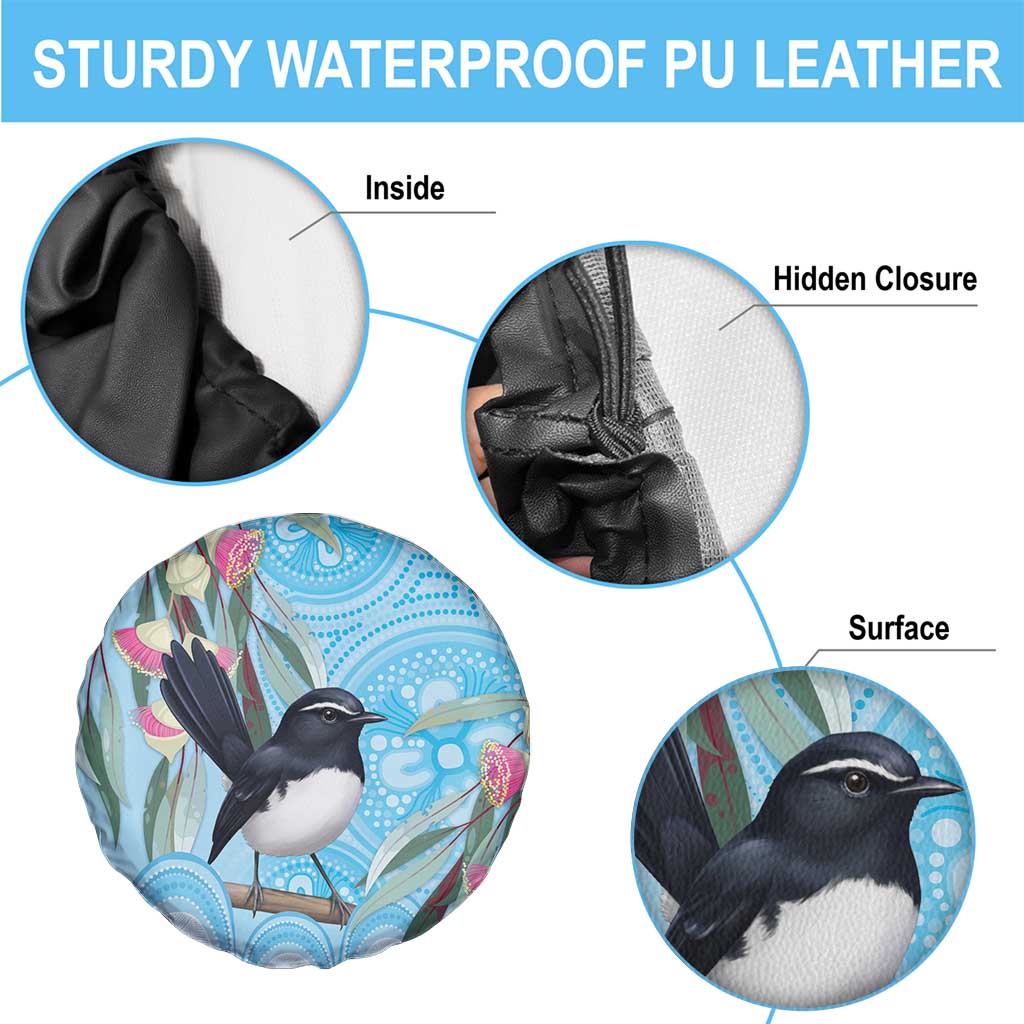Willie wagtail Australia Spare Tire Cover Eucalyptus Blossoms Aboriginal Art - Aussie Hoodie