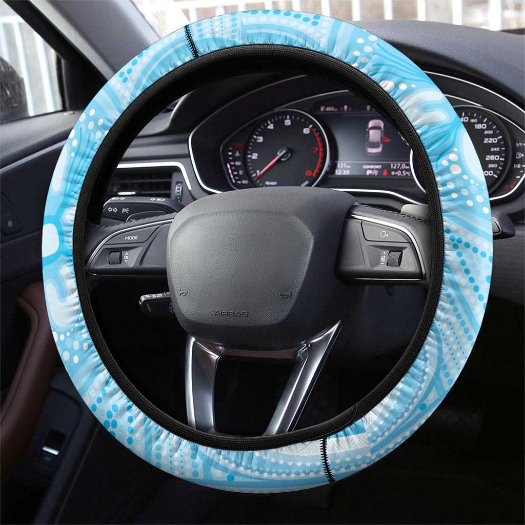 Willie wagtail Australia Steering Wheel Cover Eucalyptus Blossoms Aboriginal Art - Aussie Hoodie
