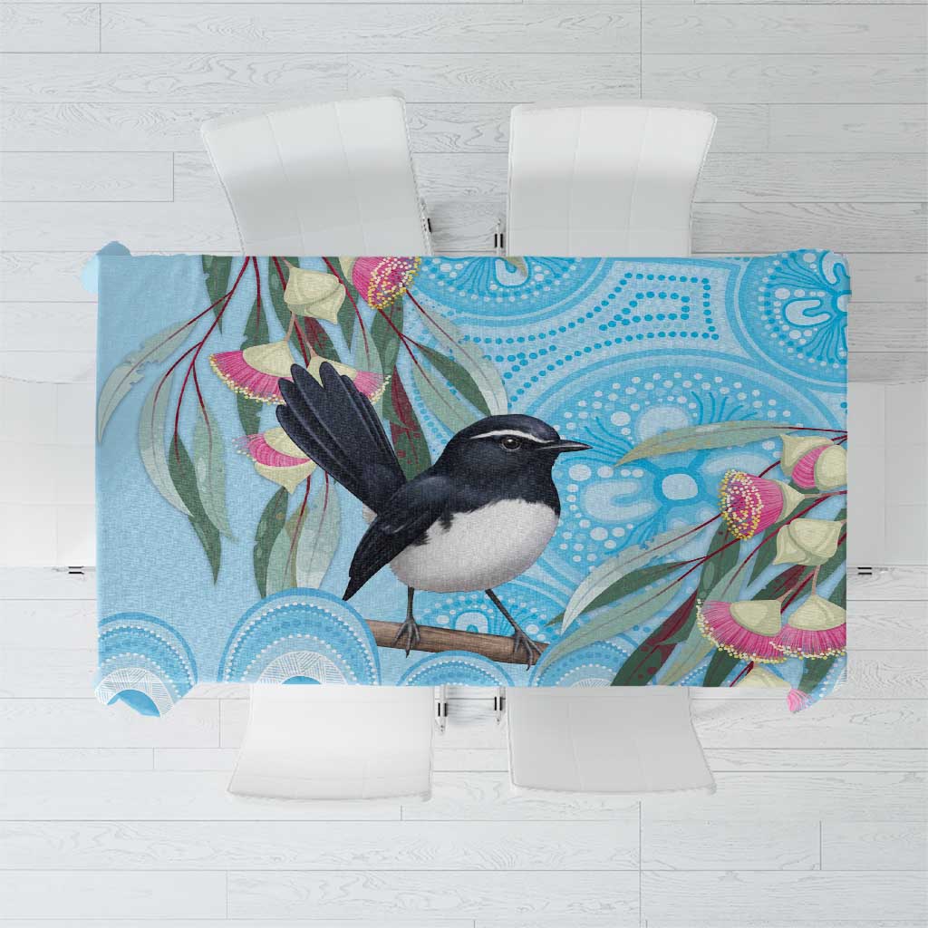 Willie wagtail Australia Tablecloth Eucalyptus Blossoms Aboriginal Art - Aussie Hoodie