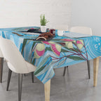 Willie wagtail Australia Tablecloth Eucalyptus Blossoms Aboriginal Art - Aussie Hoodie