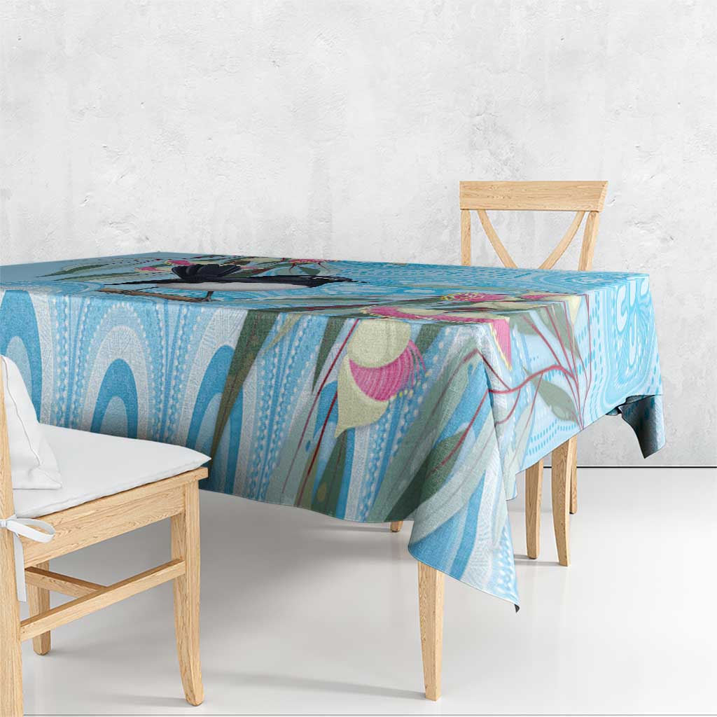 Willie wagtail Australia Tablecloth Eucalyptus Blossoms Aboriginal Art - Aussie Hoodie