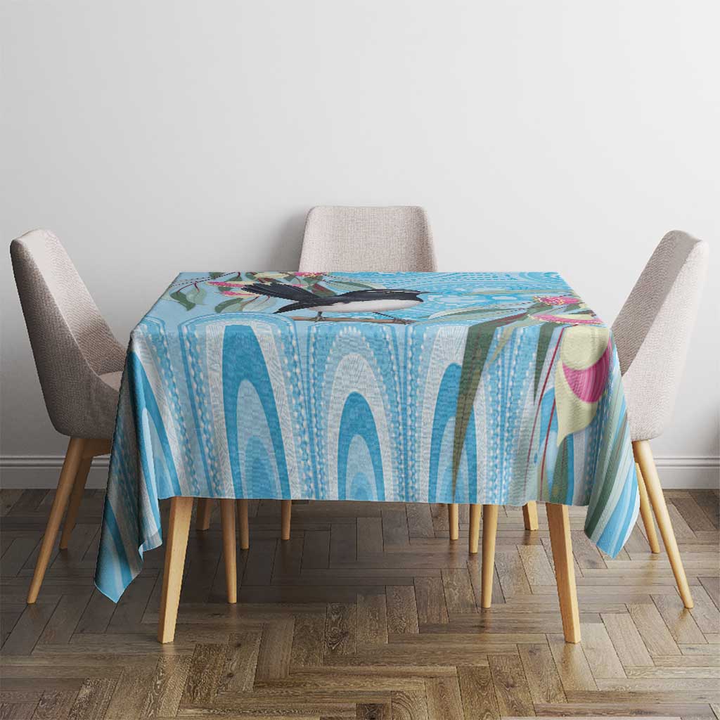 Willie wagtail Australia Tablecloth Eucalyptus Blossoms Aboriginal Art - Aussie Hoodie