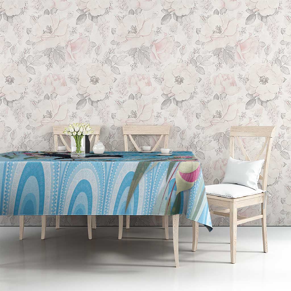 Willie wagtail Australia Tablecloth Eucalyptus Blossoms Aboriginal Art - Aussie Hoodie
