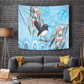 Willie wagtail Australia Tapestry Eucalyptus Blossoms Aboriginal Art - Aussie Hoodie
