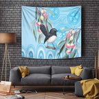 Willie wagtail Australia Tapestry Eucalyptus Blossoms Aboriginal Art - Aussie Hoodie