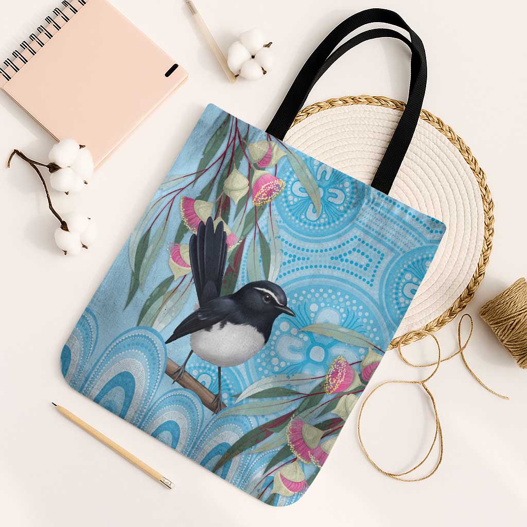 Willie wagtail Australia Tote Bag Eucalyptus Blossoms Aboriginal Art - Aussie Hoodie