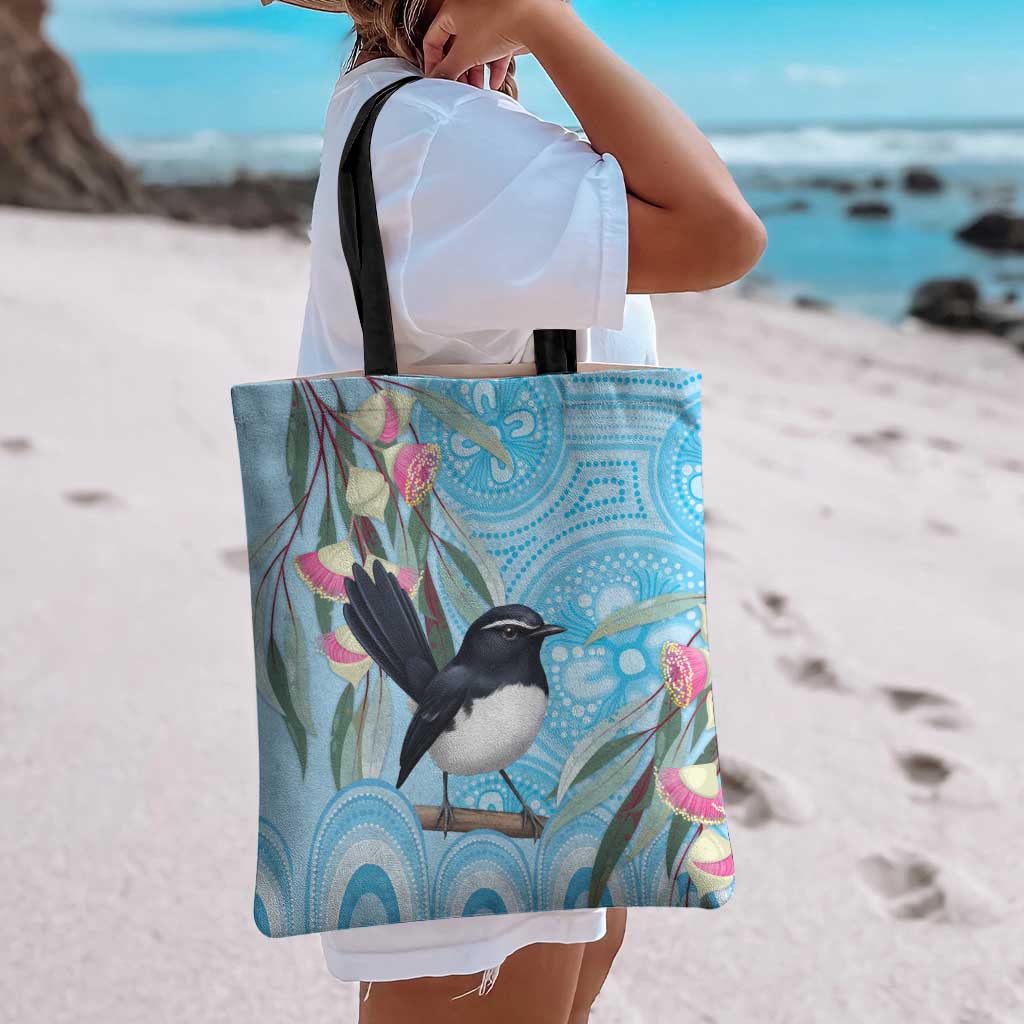 Willie wagtail Australia Tote Bag Eucalyptus Blossoms Aboriginal Art - Aussie Hoodie