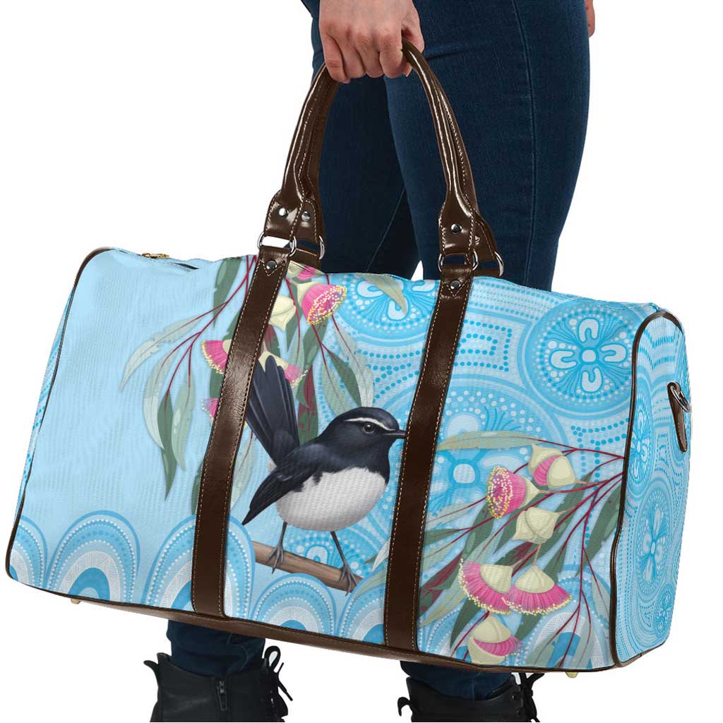 Willie wagtail Australia Travel Bag Eucalyptus Blossoms Aboriginal Art - Aussie Hoodie