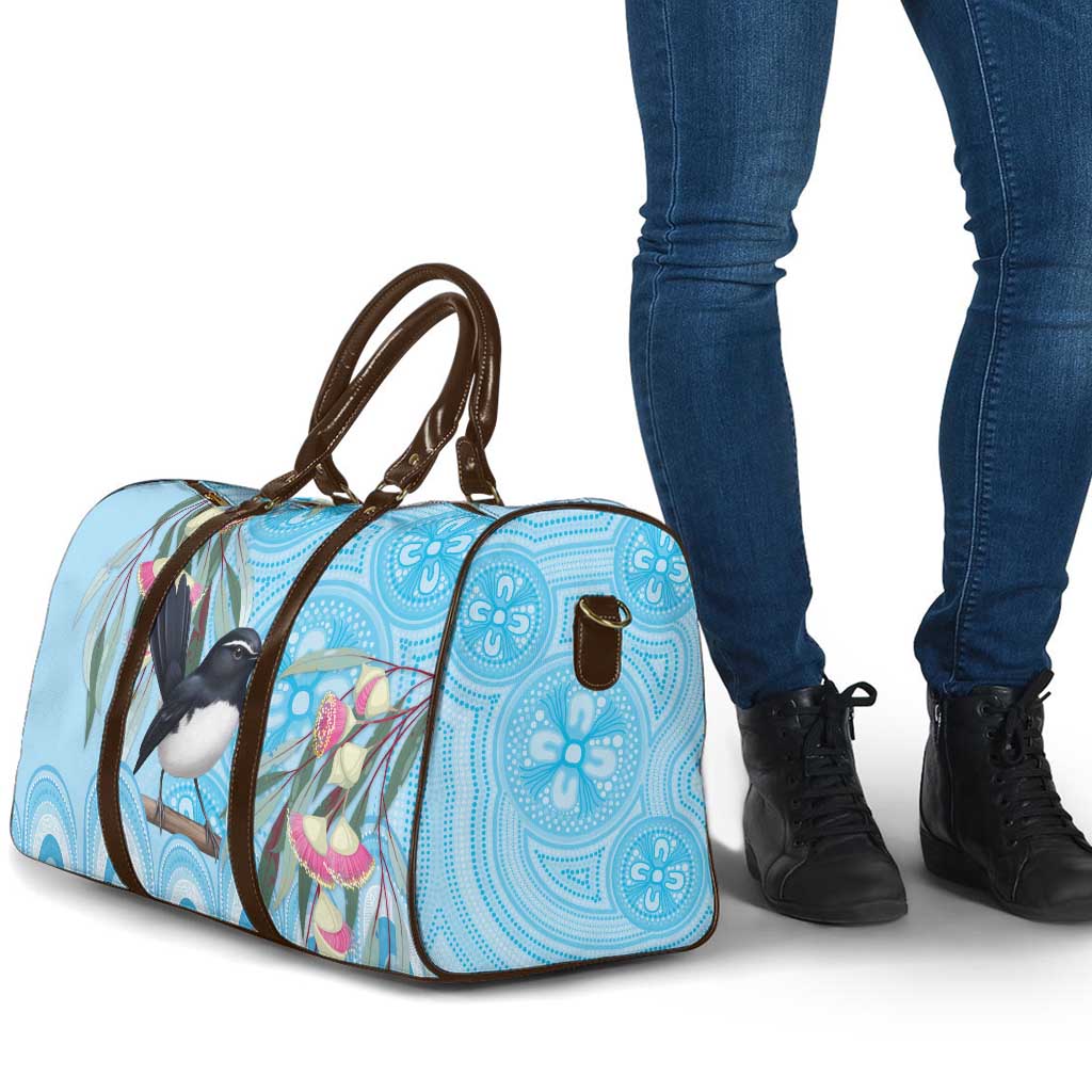 Willie wagtail Australia Travel Bag Eucalyptus Blossoms Aboriginal Art - Aussie Hoodie