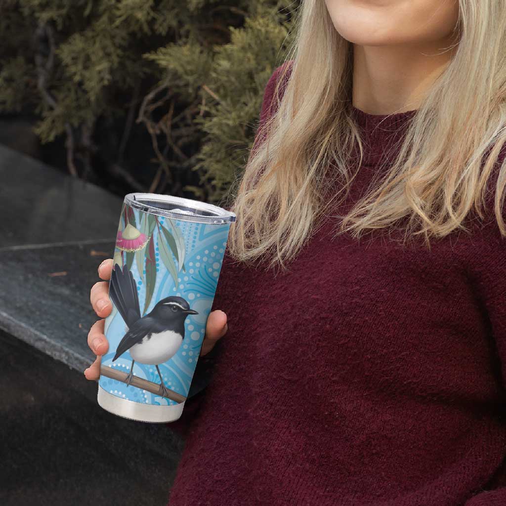 Willie wagtail Australia Tumbler Cup Eucalyptus Blossoms Aboriginal Art - Aussie Hoodie