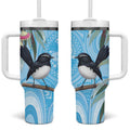 Willie wagtail Australia Tumbler With Handle Eucalyptus Blossoms Aboriginal Art - Aussie Hoodie